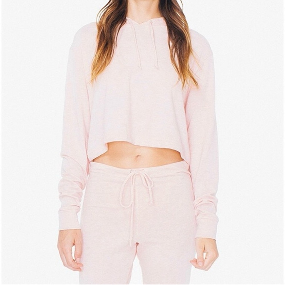 Baby pink American apparel cropped hoodie long sleeve crop top medium